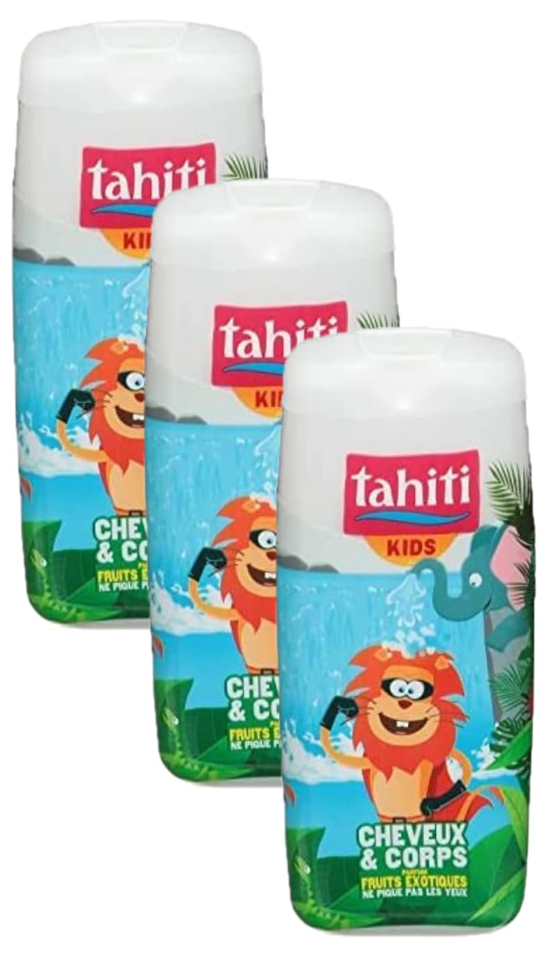 Gel douche enfant fruits exotiques TAHITI 300 ml lot de 3 PH neutre ne pique pas les yeux
