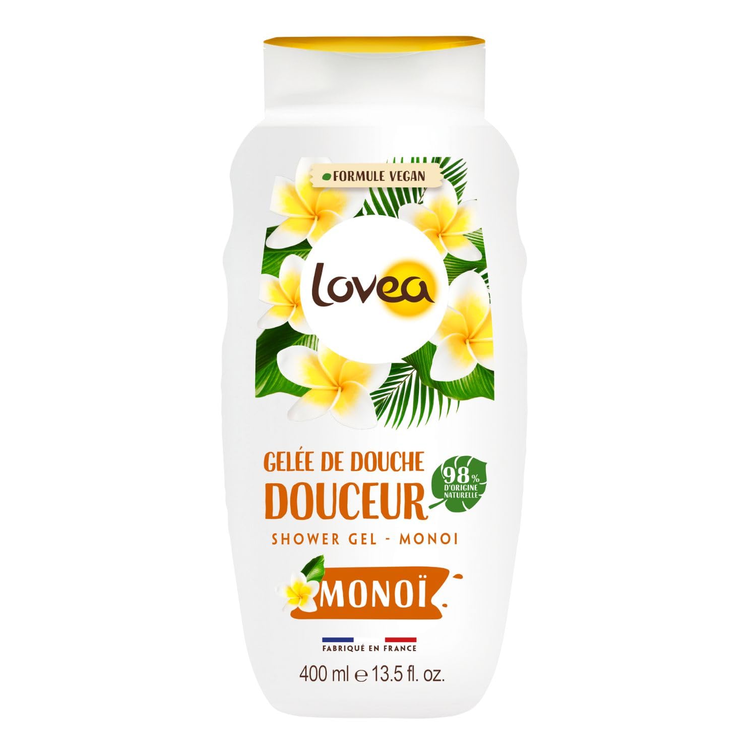 LOVEA Gelée De Douche Monoï | Mousse Finement Onctueuse & Douce Nettoyante | 96% Naturel | pH Neutre | Sans Sulfate | Fa